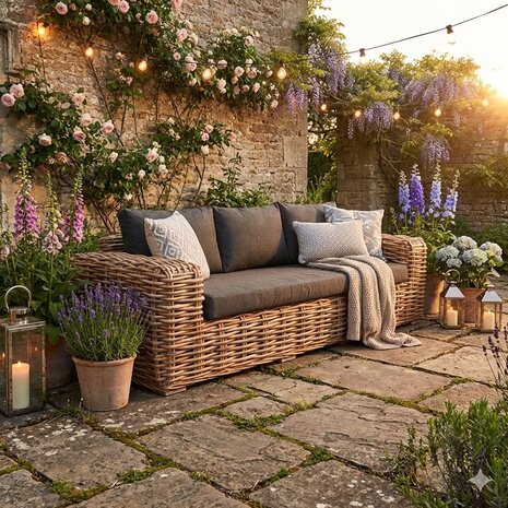 AVH-Collectie Sabuga 3-zitsbank naturel rotan