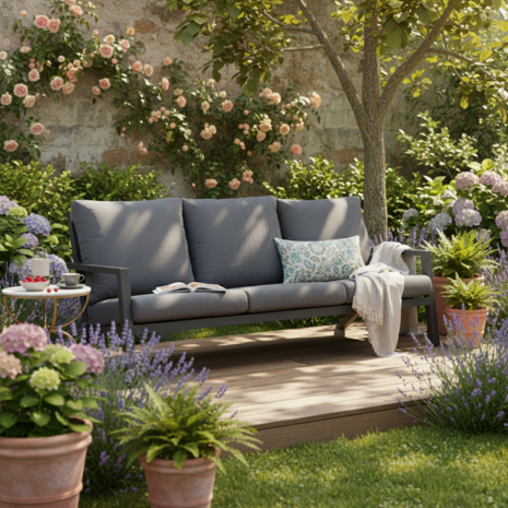 AVH-Collectie Malaga 3-zitsbank aluminium antraciet