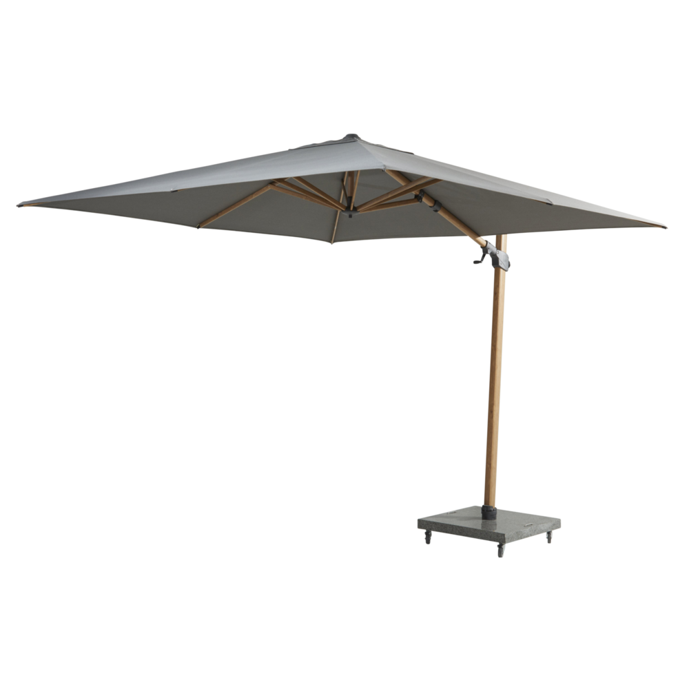 4 Seasons Outdoor Siesta premium zweefparasol 300x300 cm houtlook charcoal 4 Seasons Outdoor met robuust 90KG voet en hoes 4 Seasons Outdoor Siesta premium zweefparasol 300x300 cm houtlook charcoal 4 Seasons Outdoor met robuust 90KG voet en hoes