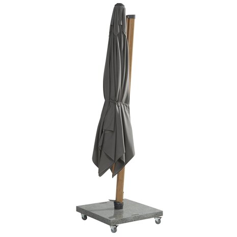 4 Seasons Outdoor Siesta premium zweefparasol 300x300 cm houtlook charcoal 4 Seasons Outdoor met robuust 90KG voet en hoes 4 Seasons Outdoor Siesta premium zweefparasol 300x300 cm houtlook charcoal 4 Seasons Outdoor met robuust 90KG voet en hoes