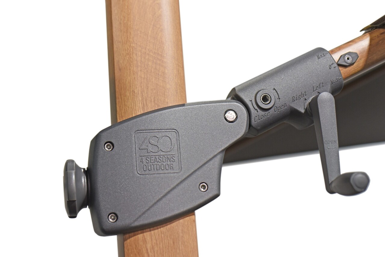 4 Seasons Outdoor Siesta premium zweefparasol 300x300 cm houtlook charcoal 4 Seasons Outdoor met robuust 90KG voet en hoes 4 Seasons Outdoor Siesta premium zweefparasol 300x300 cm houtlook charcoal 4 Seasons Outdoor met robuust 90KG voet en hoes