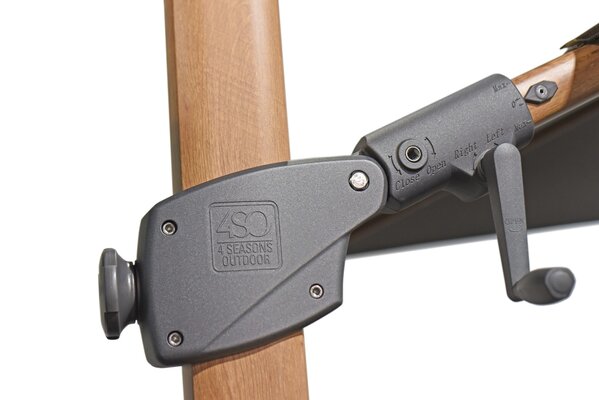 4 Seasons Outdoor Siesta premium zweefparasol 300x300 cm houtlook charcoal 4 Seasons Outdoor met robuust 90KG voet en hoes 4 Seasons Outdoor Siesta premium zweefparasol 300x300 cm houtlook charcoal 4 Seasons Outdoor met robuust 90KG voet en hoes