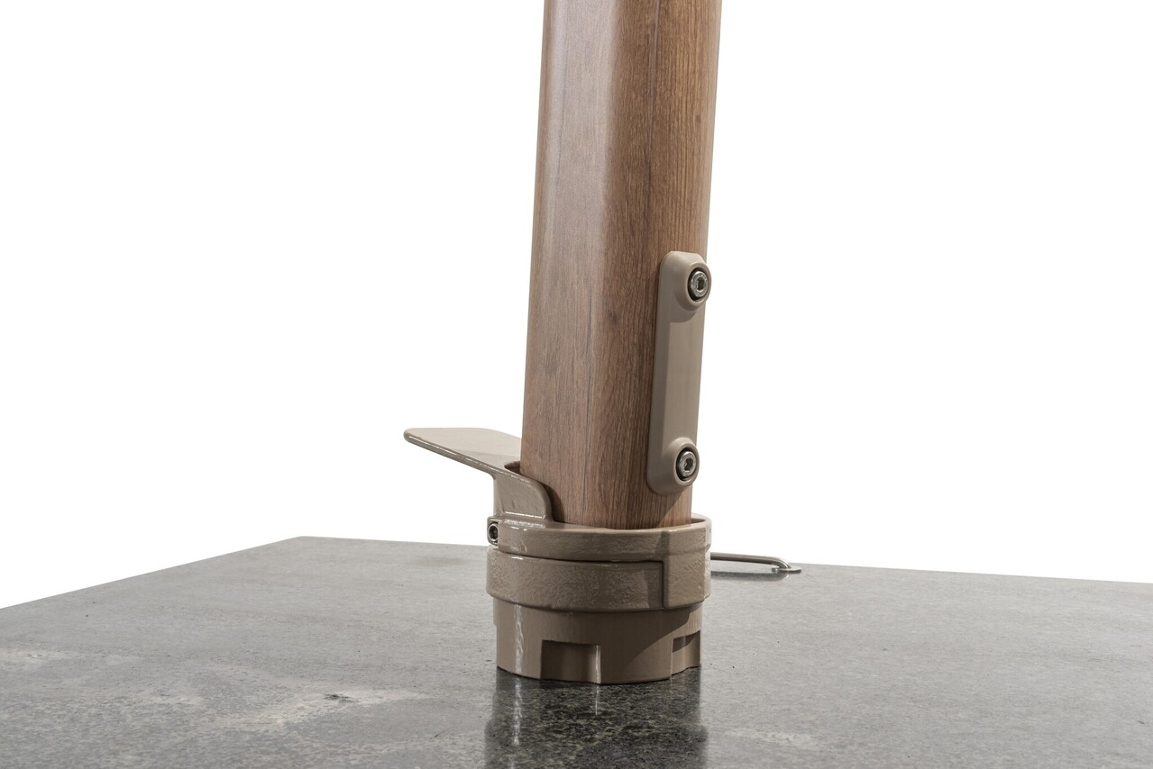 4 Seasons Outdoor Siesta premium zweefparasol 300x300 cm houtlook charcoal 4 Seasons Outdoor met robuust 90KG voet en hoes 4 Seasons Outdoor Siesta premium zweefparasol 300x300 cm houtlook charcoal 4 Seasons Outdoor met robuust 90KG voet en hoes