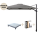 4 Seasons Outdoor Siesta premium zweefparasol 300x300 cm charcoal  met robuust 90 KG voet en hoes