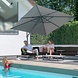 4 Seasons Outdoor Siesta premium zweefparasol 300x300 cm charcoal  met robuust 90 KG voet en hoes