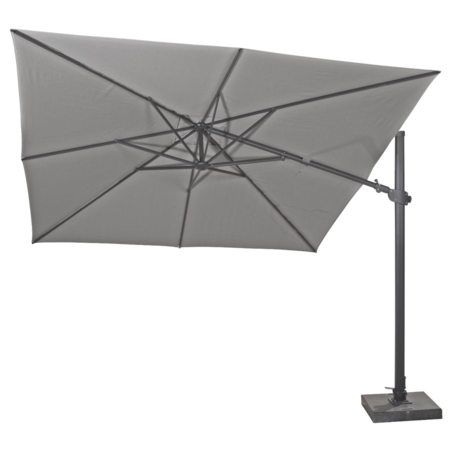4 Seasons Outdoor Siesta premium zweefparasol 300x300 cm charcoal  met robuust 90 KG voet en hoes