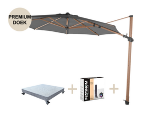 4 Seasons Outdoor Siesta premium zweefparasol 350 cmØ houtlook frame charcoal 4 Seasons Outdoor met robuust 90KG voet en hoes 4 Seasons Outdoor Siesta premium zweefparasol 350 cmØ houtlook frame charcoal 4 Seasons Outdoor met robuust 90KG voet en hoes