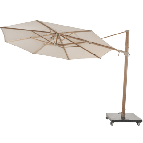 4 Seasons Outdoor Siesta premium zweefparasol 350 cmØ houtlook frame sand 4 Seasons Outdoor met robuust 90KG voet en hoes 4 Seasons Outdoor Siesta premium zweefparasol 350 cmØ houtlook frame sand 4 Seasons Outdoor met robuust 90KG voet en hoes
