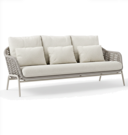 SUNS Casto lounge 3 zitsbank rope camel sand beachy boucle SUNS