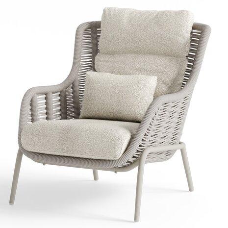 Sunsit Casto high back loungestoel rope camel sand beachy boucle SUNS Sunsit Casto high back loungestoel rope camel sand beachy boucle SUNS