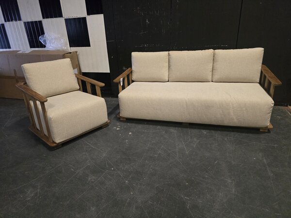 AVH-Collectie Showroommodel Milano stoel bank loungeset 2 delig teakhout AVH-Collectie Showroommodel Milano stoel bank loungeset 2 delig teakhout