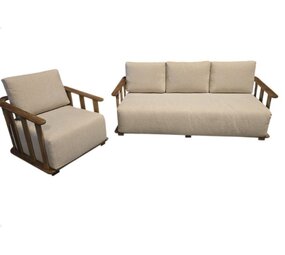 AVH-Collectie Showroommodel Milano stoel bank loungeset 2 delig teakhout AVH-Collectie Showroommodel Milano stoel bank loungeset 2 delig teakhout
