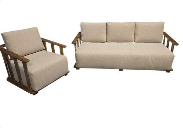 AVH-Collectie Showroommodel Milano stoel bank loungeset 2 delig teakhout AVH-Collectie Showroommodel Milano stoel bank loungeset 2 delig teakhout