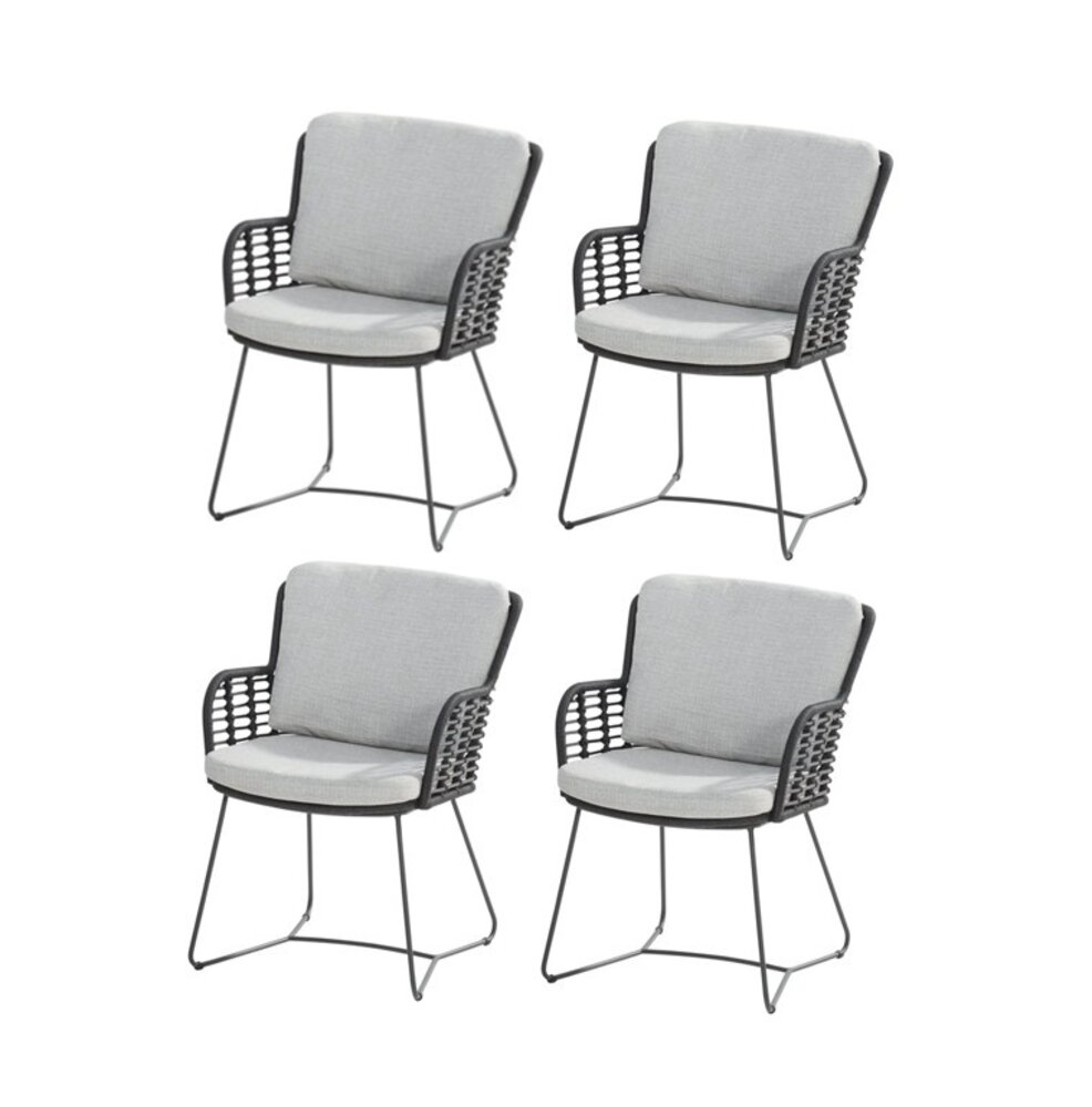 4 Seasons Outdoor Fabrice dining tuinstoel antraciet 4-Seasons Outdoor set van 4 4 Seasons Outdoor Fabrice dining tuinstoel antraciet 4-Seasons Outdoor set van 4