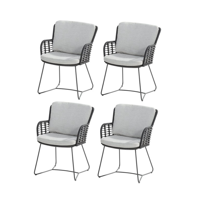 4 Seasons Outdoor Fabrice dining tuinstoel antraciet 4-Seasons Outdoor set van 4