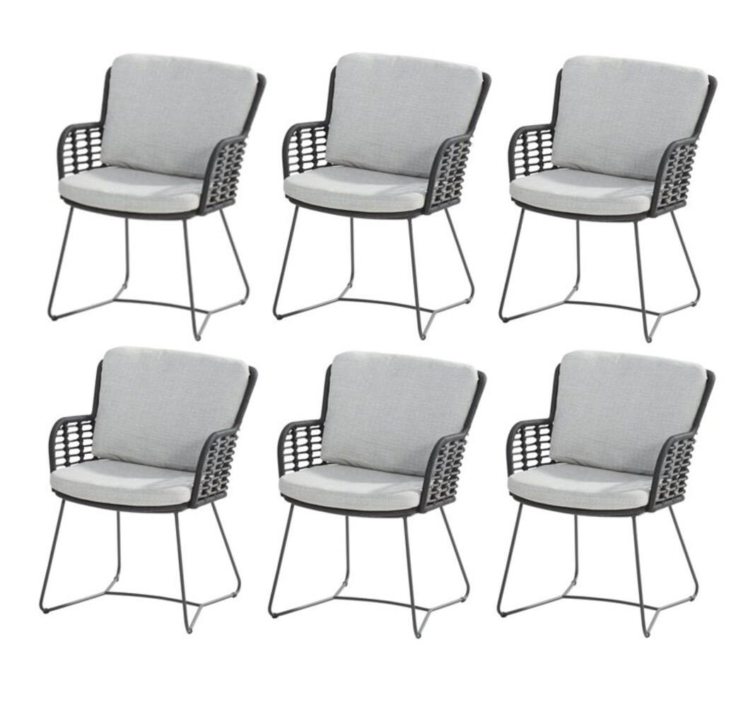 4 Seasons Outdoor Fabrice dining tuinstoel antraciet 4-Seasons Outdoor set van 6