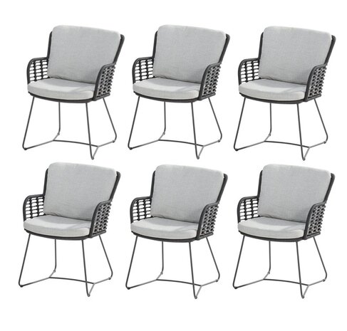 4 Seasons Outdoor Fabrice dining tuinstoel antraciet 4-Seasons Outdoor set van 6