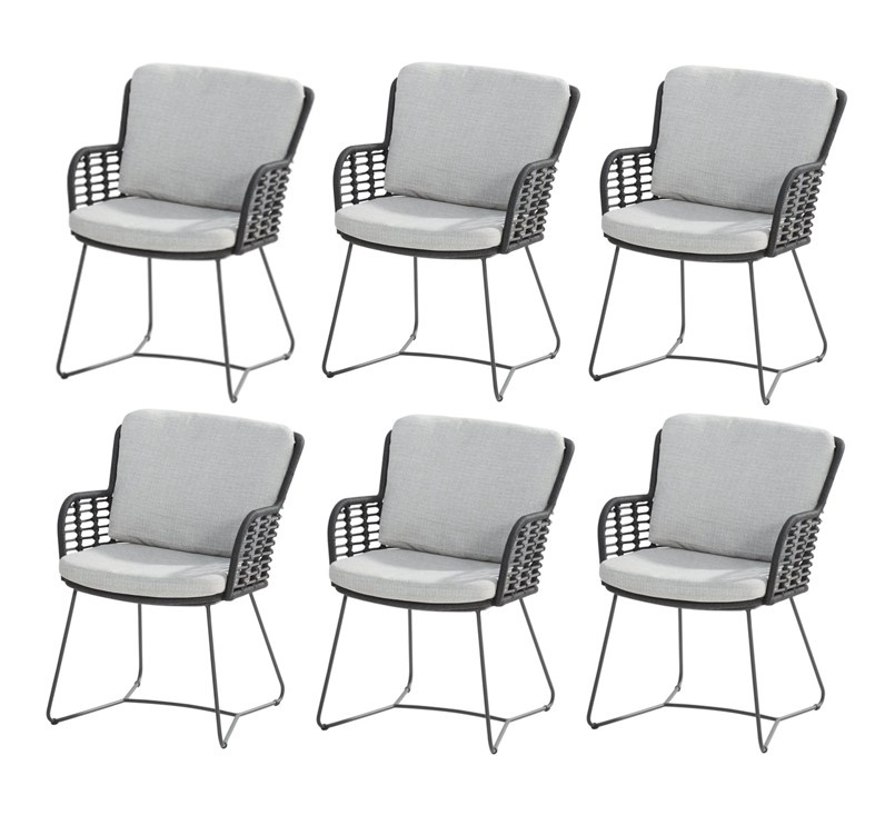 4 Seasons Outdoor Fabrice dining tuinstoel antraciet 4-Seasons Outdoor set van 6