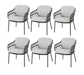 4 Seasons Outdoor 4 Seasons Outdoor Calpi dining tuinstoel met 2 kussens antraciet 4 seasons Outdoor set van 6