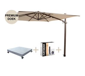 4 Seasons Outdoor Siesta premium zweefparasol 300x300 cm wenge frame beach met robuust 90 KG voet en hoes 4 Seasons Outdoor Siesta premium zweefparasol 300x300 cm wenge frame beach met robuust 90 KG voet en hoes