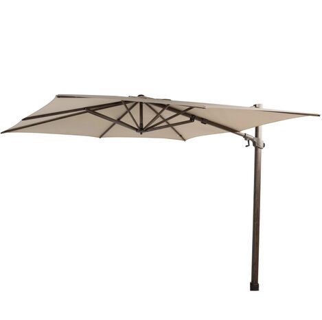 4 Seasons Outdoor Siesta premium zweefparasol 300x300 cm wenge frame beach met robuust 90 KG voet en hoes 4 Seasons Outdoor Siesta premium zweefparasol 300x300 cm wenge frame beach met robuust 90 KG voet en hoes