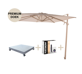 4 Seasons Outdoor Siesta premium zweefparasol 300x300 cm latte frame sand 4 Seasons Outdoor met robuust 90 KG voet en hoes 4 Seasons Outdoor Siesta premium zweefparasol 300x300 cm latte frame sand 4 Seasons Outdoor met robuust 90 KG voet en hoes