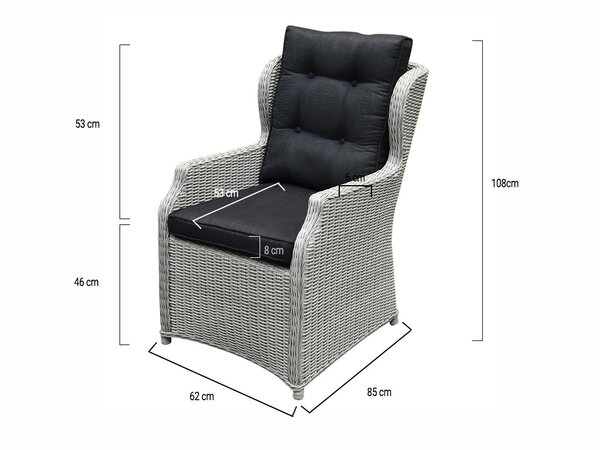 AVH-Collectie Showroommodel Ibiza XL stoel-bank loungeset 4-delig verstelbaar wit-grijs AVH-Collectie Showroommodel Ibiza XL stoel-bank loungeset 4-delig verstelbaar wit-grijs