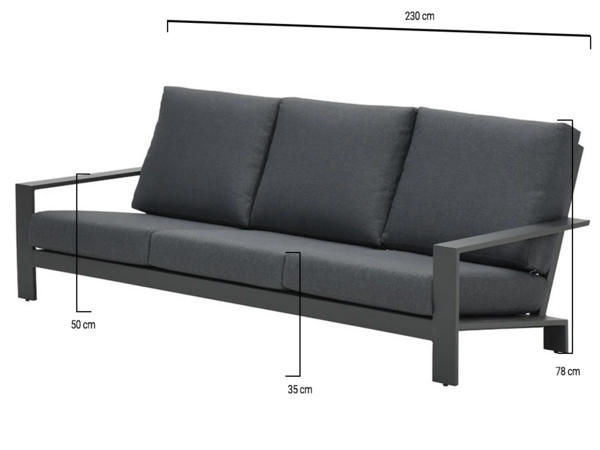 Showroommodel Lincoln 3-zitsbank aluminium antraciet Showroommodel Lincoln 3-zitsbank aluminium antraciet