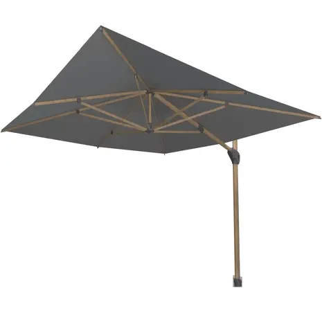 4 Seasons Outdoor Hacienda zweefparasol 300x400 cm houtlook frame charcoal 125KG voet en hoes