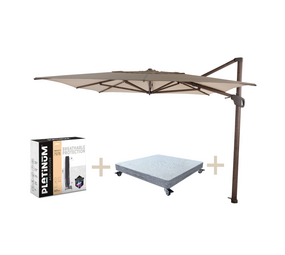 4 Seasons Outdoor Hacienda zweefparasol 300x400 cm wenge frame beach met robuust 125KG voet en hoes 4 Seasons Outdoor Hacienda zweefparasol 300x400 cm wenge frame beach met robuust 125KG voet en hoes