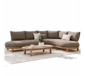 AVH-Collectie Eleganza organische hoek loungeset 3 delig hardhout