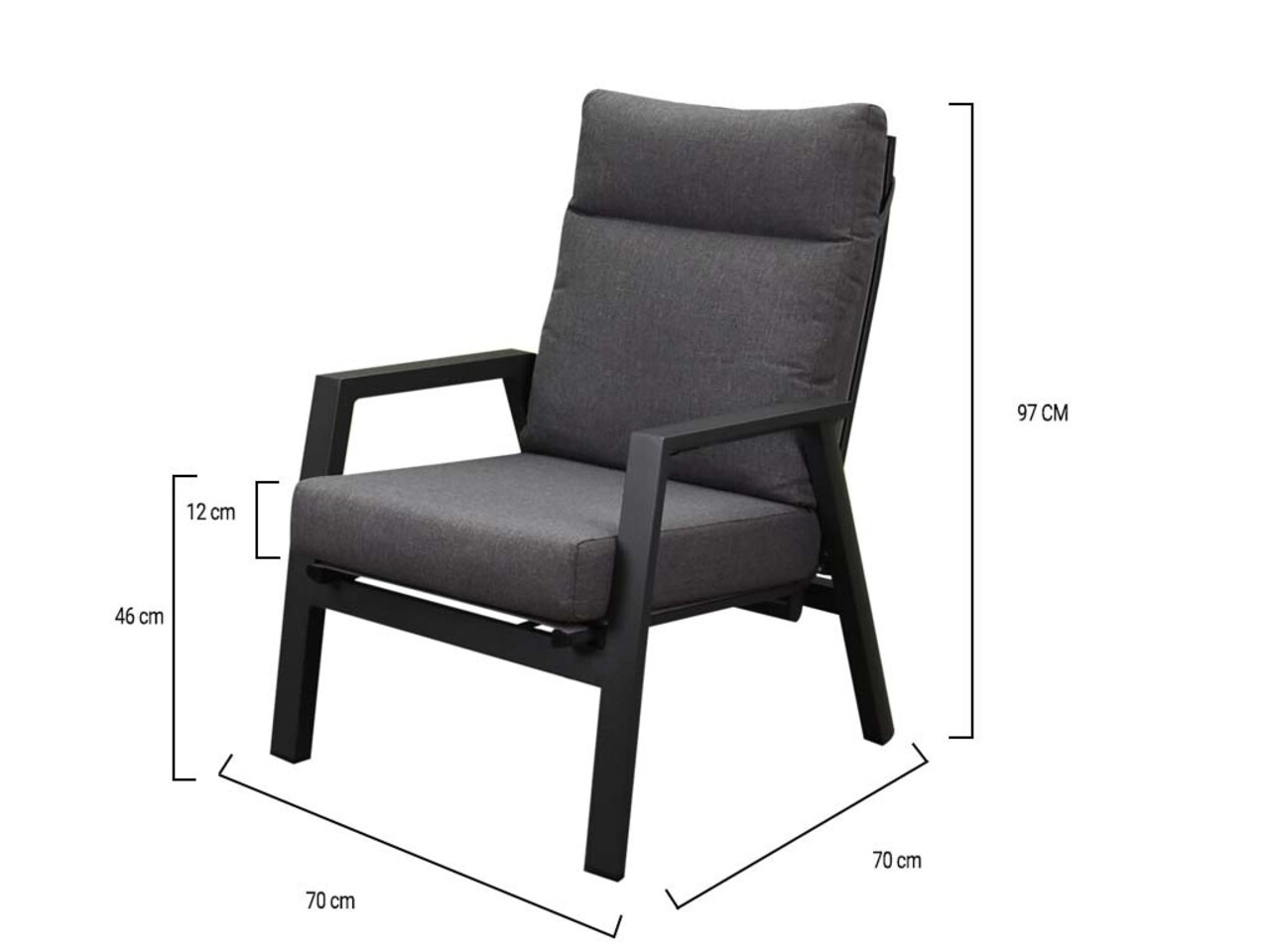 AVH-Collectie Showroommodel Vegas stoel bank loungeset 3 delig verstelbaar antraciet aluminium