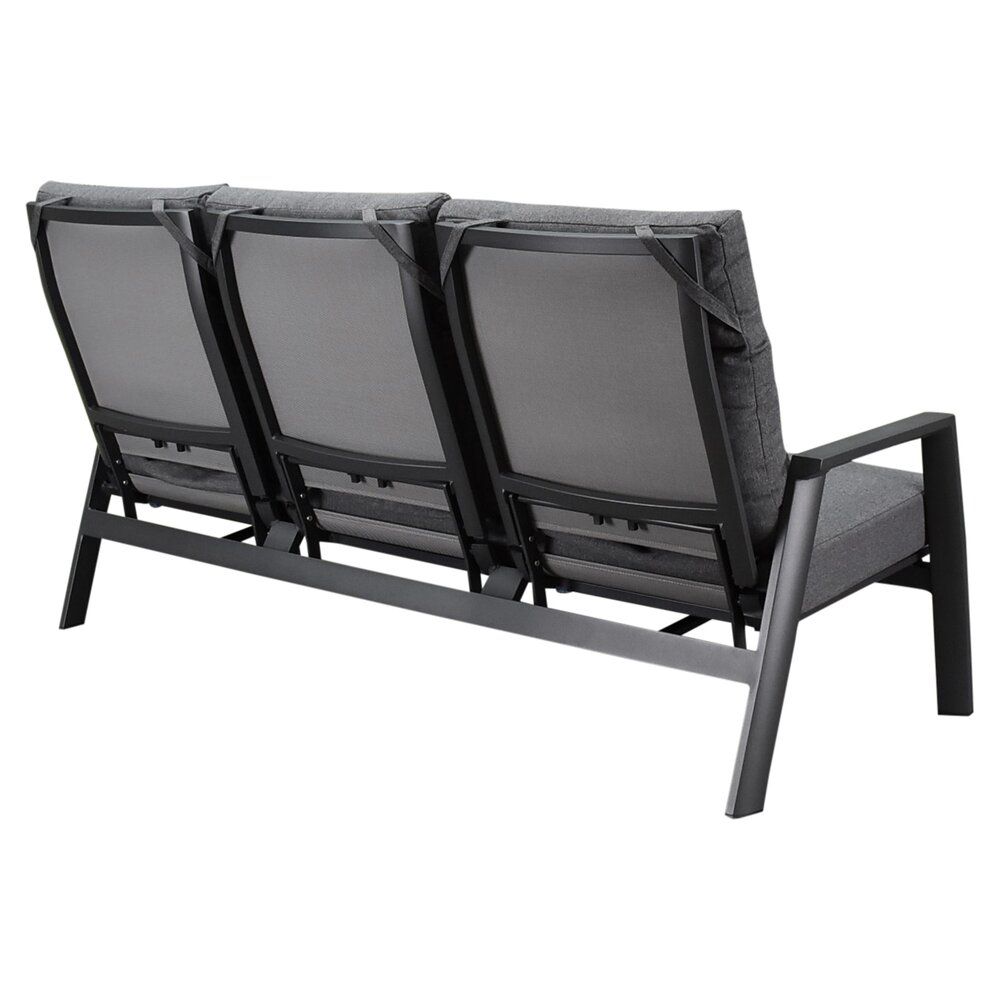 AVH-Collectie Showroommodel Vegas stoel bank loungeset 3 delig verstelbaar antraciet aluminium