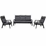 AVH-Collectie Showroommodel Vegas stoel bank loungeset 3 delig verstelbaar antraciet aluminium