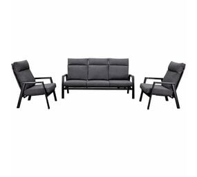 AVH-Collectie Showroommodel Vegas stoel bank loungeset 3 delig verstelbaar antraciet aluminium