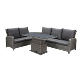 AVH-Collectie Showroommodel Florida hoek dining loungeset 6-delig verstelbare tafel bruin-grijs