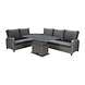 AVH-Collectie Showroommodel Florida hoek dining loungeset 6-delig verstelbare tafel bruin-grijs