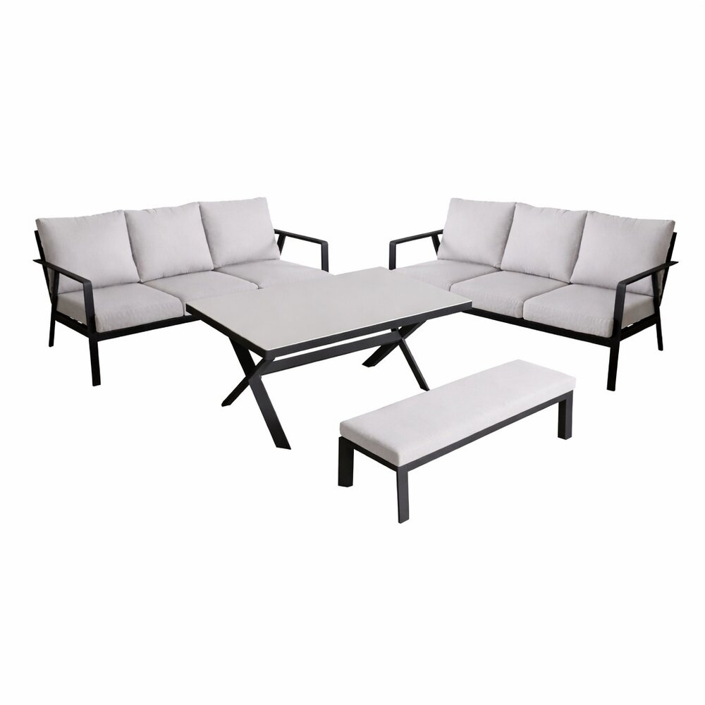 AVH-Collectie Showroommodel Jamaica bank dining loungeset 4 delig aluminium antraciet AVH-Collectie Showroommodel Jamaica bank dining loungeset 4 delig aluminium antraciet