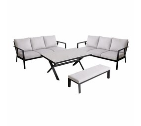 AVH-Collectie Showroommodel Jamaica bank dining loungeset 4 delig aluminium antraciet AVH-Collectie Showroommodel Jamaica bank dining loungeset 4 delig aluminium antraciet