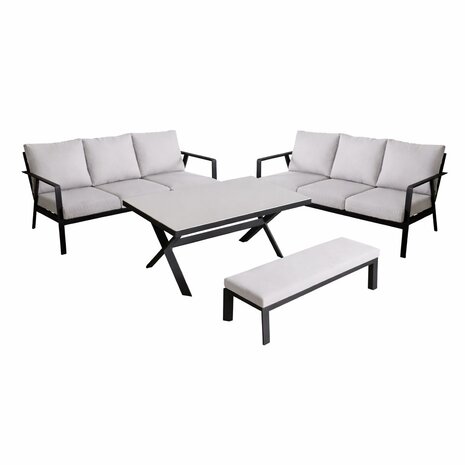 AVH-Collectie Showroommodel Jamaica bank dining loungeset 4 delig aluminium antraciet AVH-Collectie Showroommodel Jamaica bank dining loungeset 4 delig aluminium antraciet