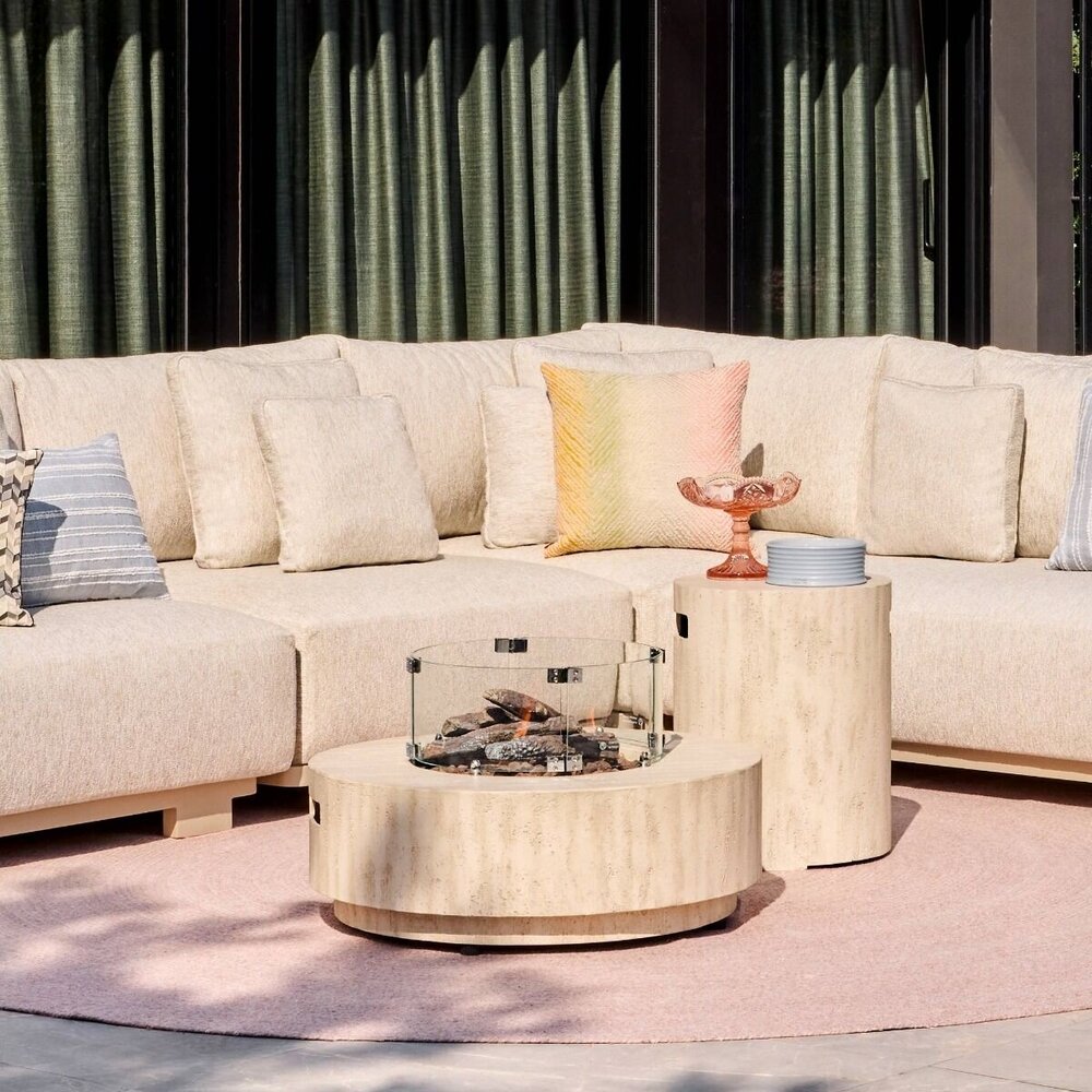 Happy Cocooning Happy Cocooning vuurtafel Estate rond 76 cm rond travertin