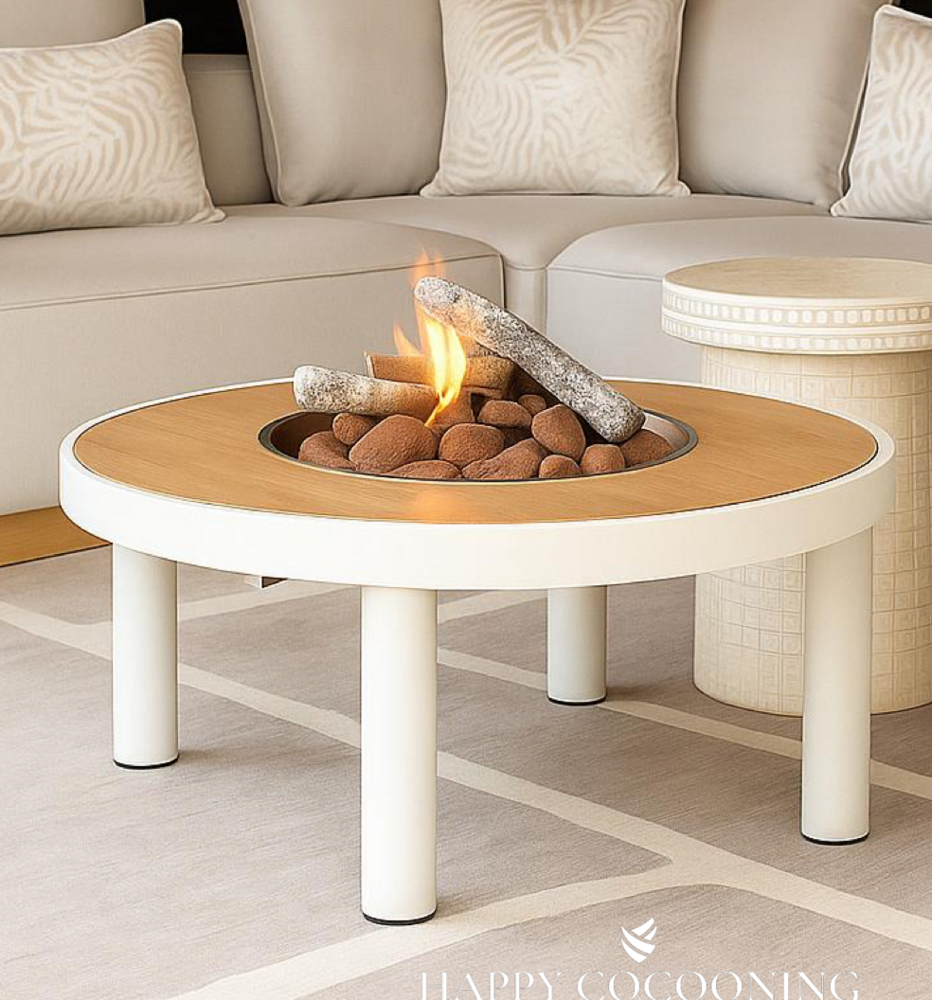 Happy Cocooning Happy Cocooning Riviera vuurtafel 80 cm rond oyster beige