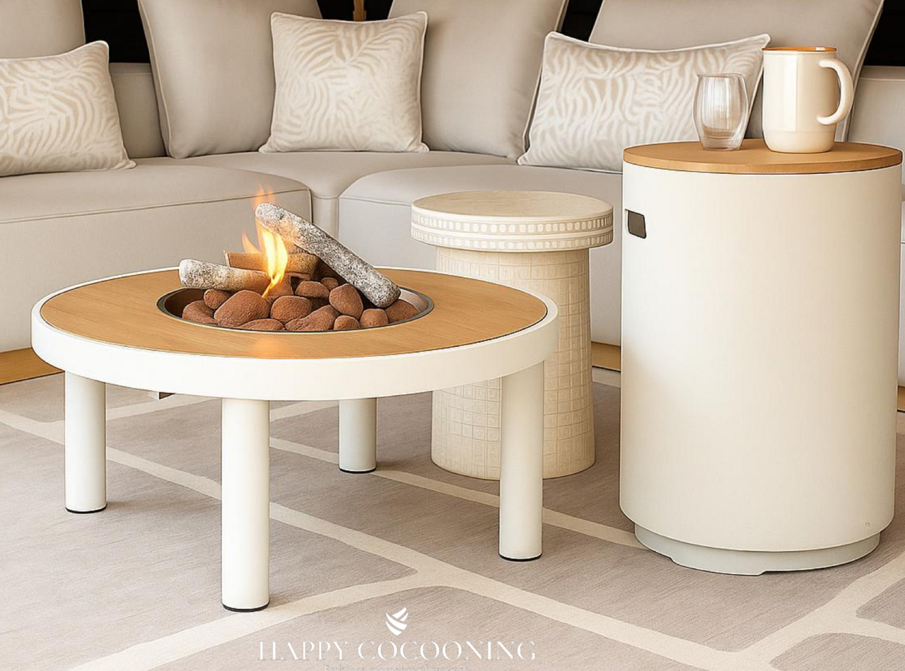 Happy Cocooning Happy Cocooning Riviera vuurtafel 80 cm rond oyster beige