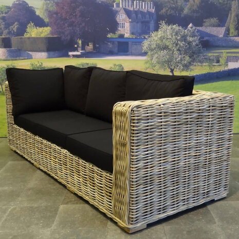 AVH-Collectie Showroommodel Nissah 3-zitsbank naturel rotan - suntech black