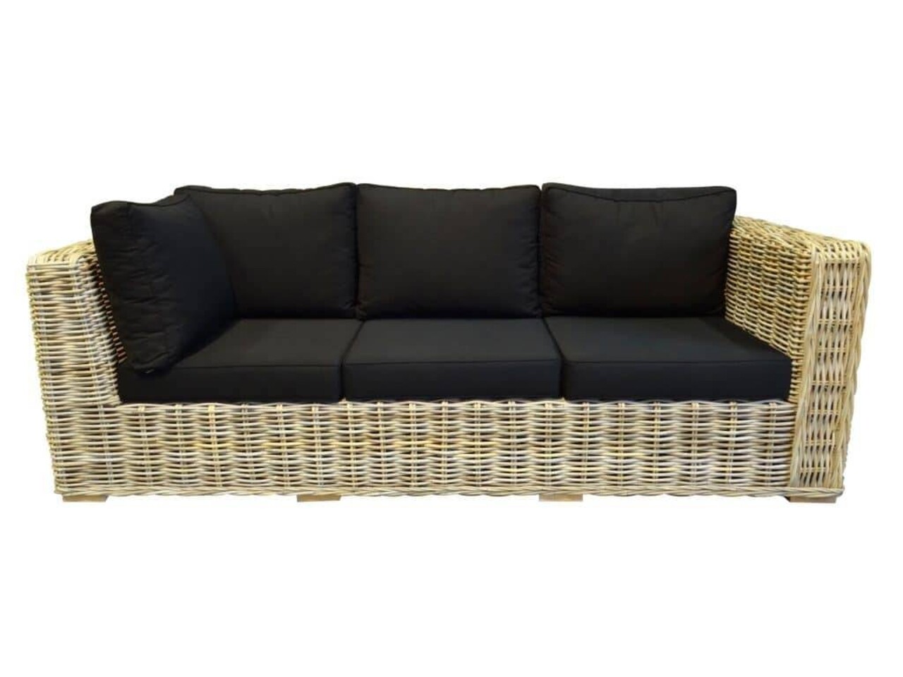 AVH-Collectie Showroommodel Nissah 3-zitsbank naturel rotan - suntech black