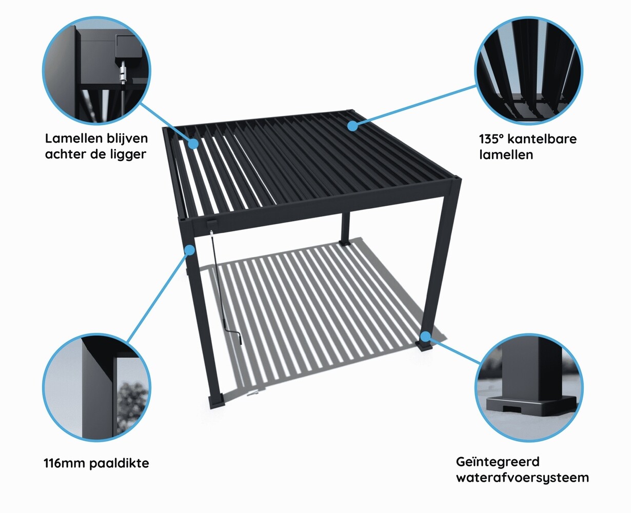 AVH-Collectie Venus Comfort overkapping - 300x300 cm - antraciet AVH-Collectie Venus Comfort overkapping - 300x300 cm - antraciet