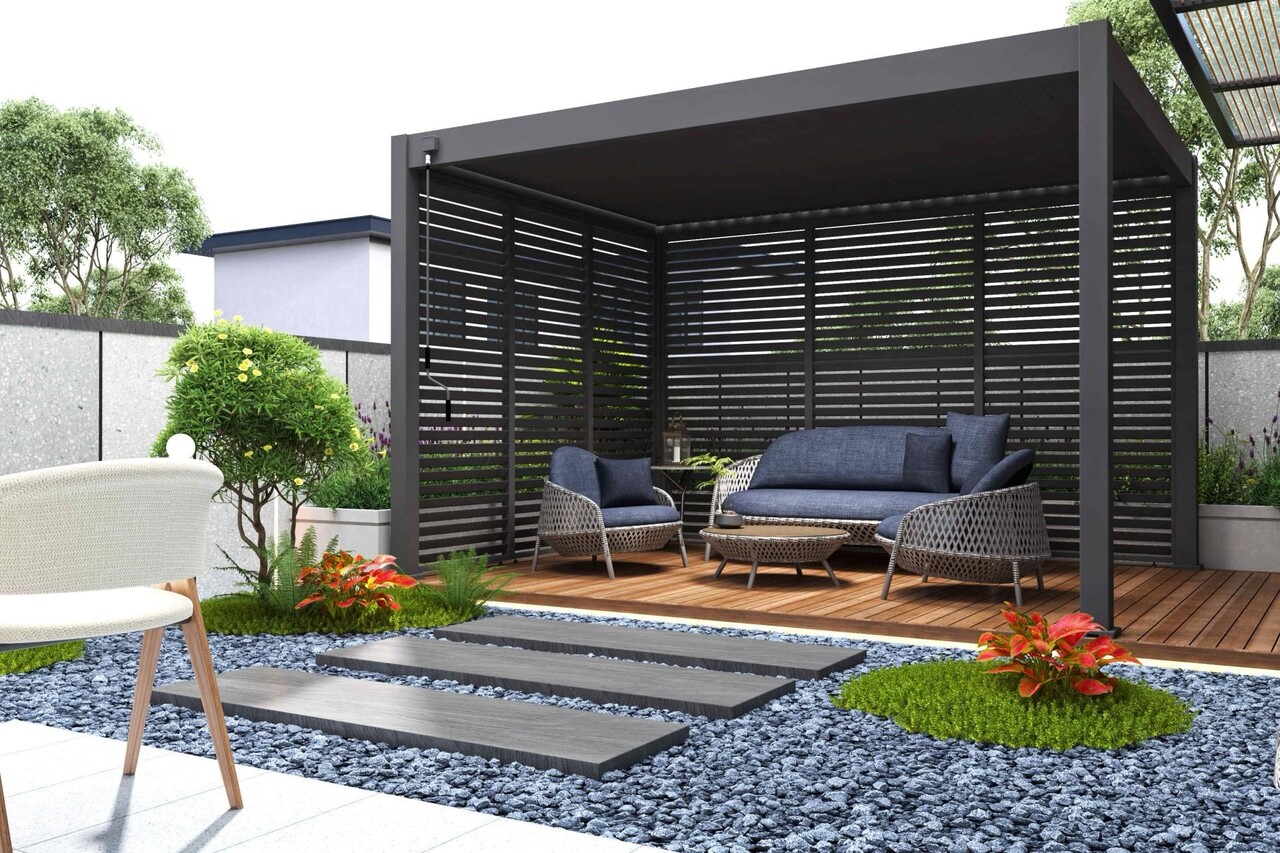 AVH-Collectie Venus verstelbare Lamellen zijpaneel 90cm antraciet