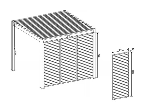 AVH-Collectie Venus verstelbare Lamellen zijpaneel 90cm antraciet