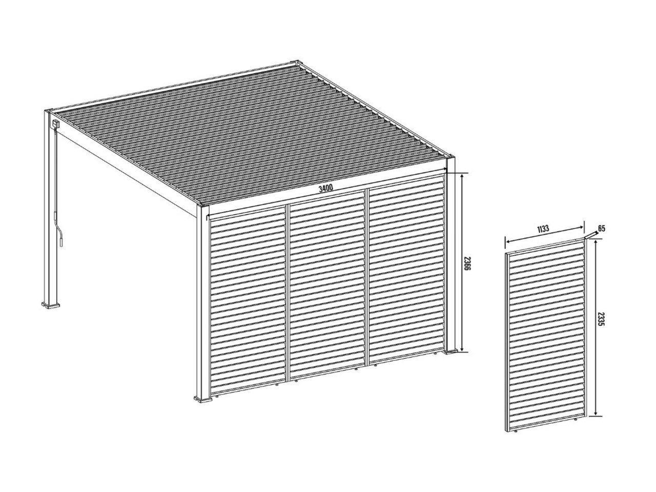 AVH-Collectie Venus verstelbare Lamellen zijpaneel 113 cm camel sand