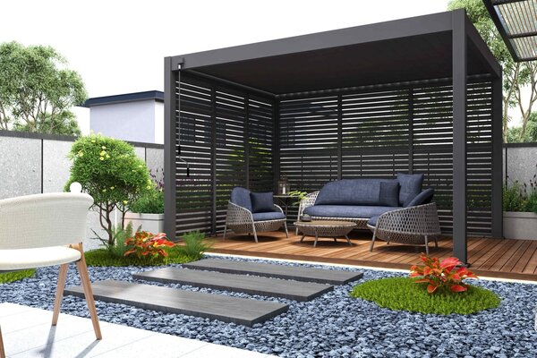 AVH-Collectie Venus verstelbare Lamellen zijpaneel 113 cm antraciet